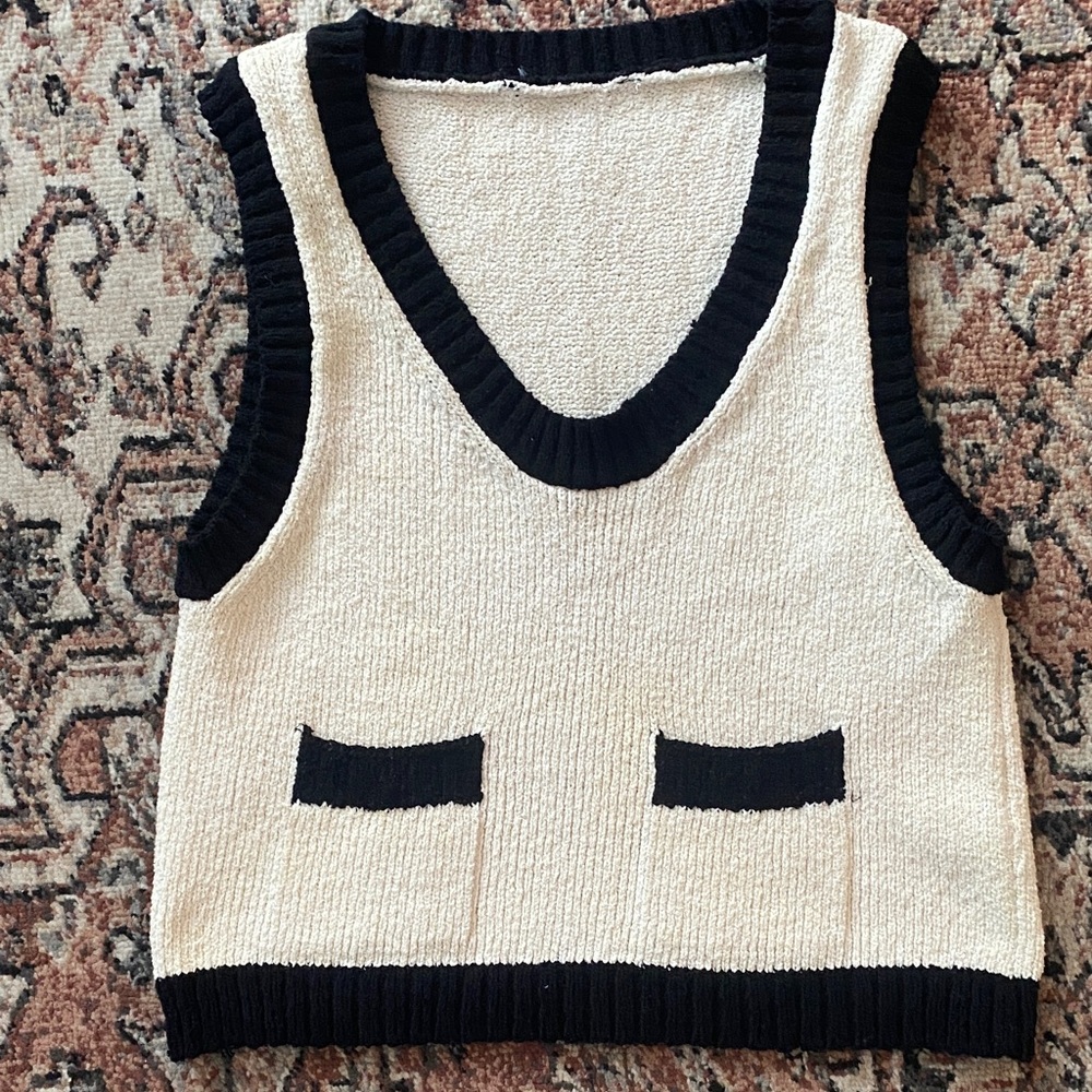 Elegant Black and Cream Women's Vest